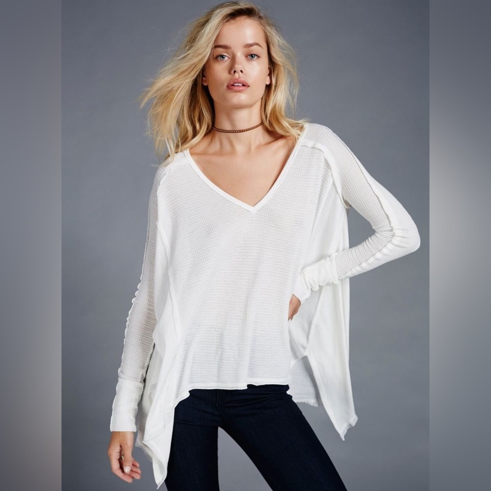 Free People White Pacific Thermal Long Sleeve (XS)